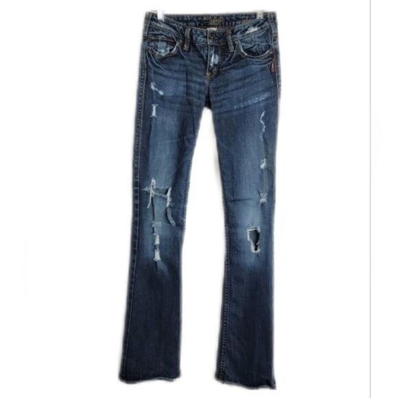 Silver Alex Distressed Denim Jeans Size 25 - Picture 1 of 11